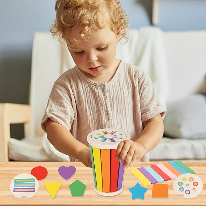 nunukuids Montessori Toys for 1+ Wooden Color Sorting Toys for Toddlers 1-3 Year Old Toddlers Fine Motor Skills Development Color Sorting Fun