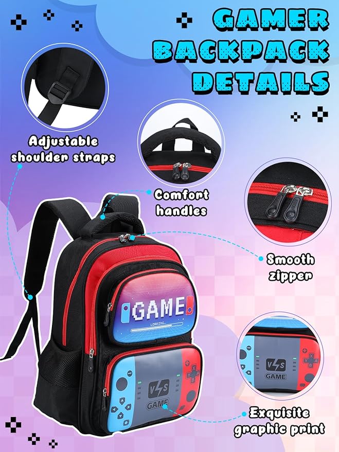 Bigmeta Large Capacity Kids Backpack for Boys - Aged 8-12 Back to School Gamer Bookbag for Elementary Middle School Teens Gifts