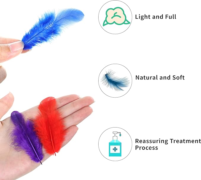 Soarer Colorful Craft Rooster Feathers - 300pcs 3-5inch Colored Feathers Bulk for Kindergarten DIY Crafts,Wedding Home Party Decorations,Dream Catcher Supplies(Rooster Colorful)