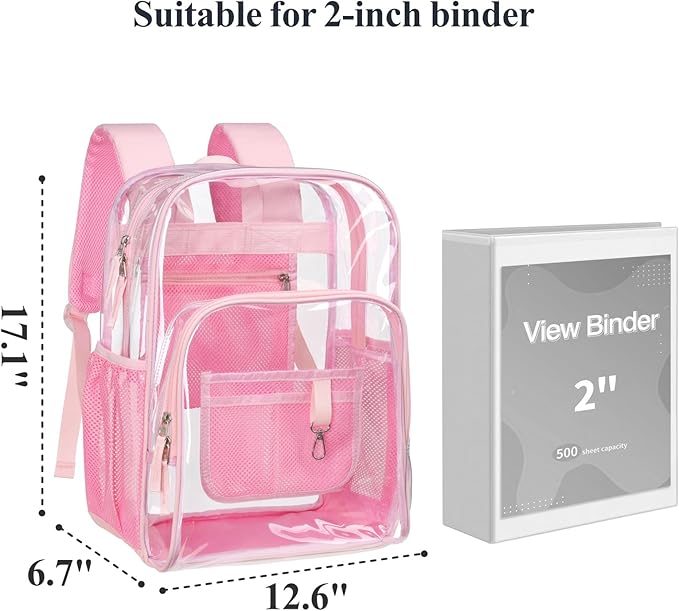 PACKISM Clear Backpack - 17 inch Heavy Duty Clear Backpacks for School, Large Transparent Bookbag for Students (Age 12+)