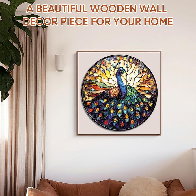 Wooden Puzzles for Adults, Peacock Jigsaw Puzzles, Unique Shape Adult Puzzles, Irregular Christmas Thanksgiving Gifts for Family Friend(11.2 * 11.2 in-200pcs)