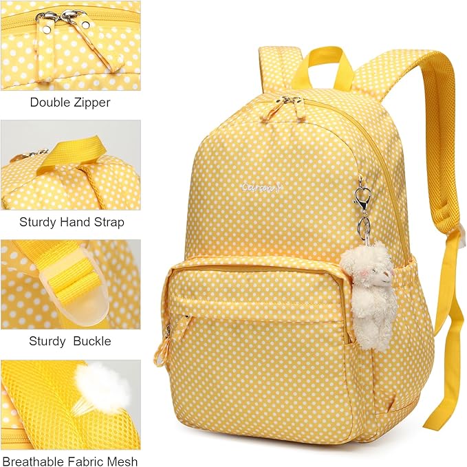SUN EIGHT Backpack for Girls Kids Backpack Waterproof Large Capacity School Backpacks for Teen for Travel and School (Yellow)