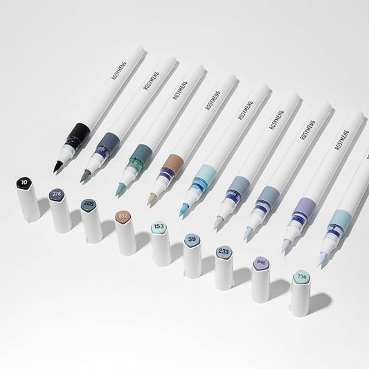 9 Color Acrylic Paint Markers, Water-Based Acrylic Markers for Artists Adults Coloring Drawing Cartoon Anime Comic - Brush Tip for Rock Painting, Wood, Canvas, Fabric (Gray Wolf Series)