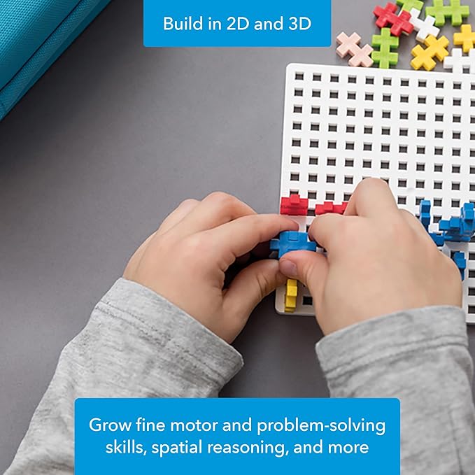 Plus Plus Building Set with Travel Case, 3D Open Ended Stem Toy for Kids, 100 Mini Interlocking Pieces, 1 Baseplate - Basic Mix