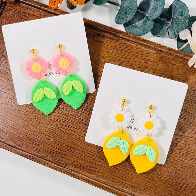 Lemon Flower Polymer Clay Cutters – 3 Pcs Clay Earring Cutters Set – Clay Tools for Polymer Clay Jewelry Making – DIY Summer Earring Cutter Kit for Crafts and Accessories