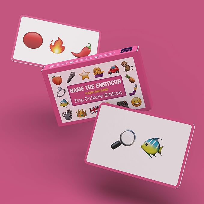 Bubblegum Stuff - Name The Emoticon Game - Pop Culture Edition - Emoji Flash Card Board Game - Suitable for Family, Kids, Teenagers & Adults. - Games Night Essential - Great Gift!