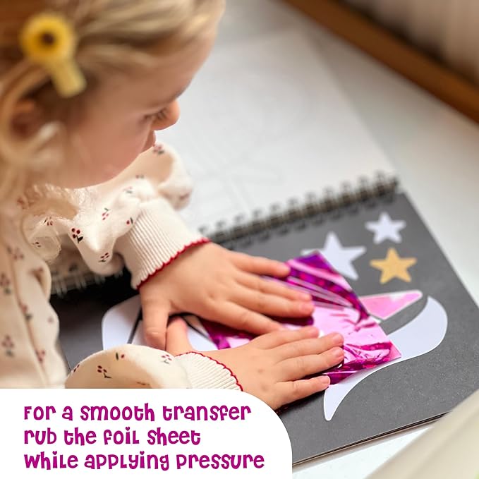 DINO MINI Foil4Fun - Foil Art for Kids - Craft Kits for Kids Ages 4-8 - Includes 16 Foil Art Pages and 16 Coloring Pages - Screen Free Birthday Gifts - Airplane Activities (Princesses & Fairies)