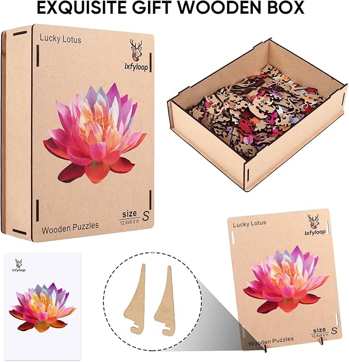 Wooden Puzzles for Adults 493 Pieces, Lucky Lotus Jigsaw Puzzles, Adults Puzzles, Best Gifts for Puzzle Lover, Family Brain Game, 14.6x19.7 inch