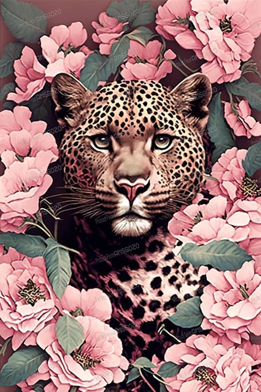 70 Pieces Jigsaw Puzzles for Adults Beginners, Pink Floral Leopard Puzzles - Animal Jigsaw Artwork - Intelligence Games Stress Relief Toys for Teens Children Gifts