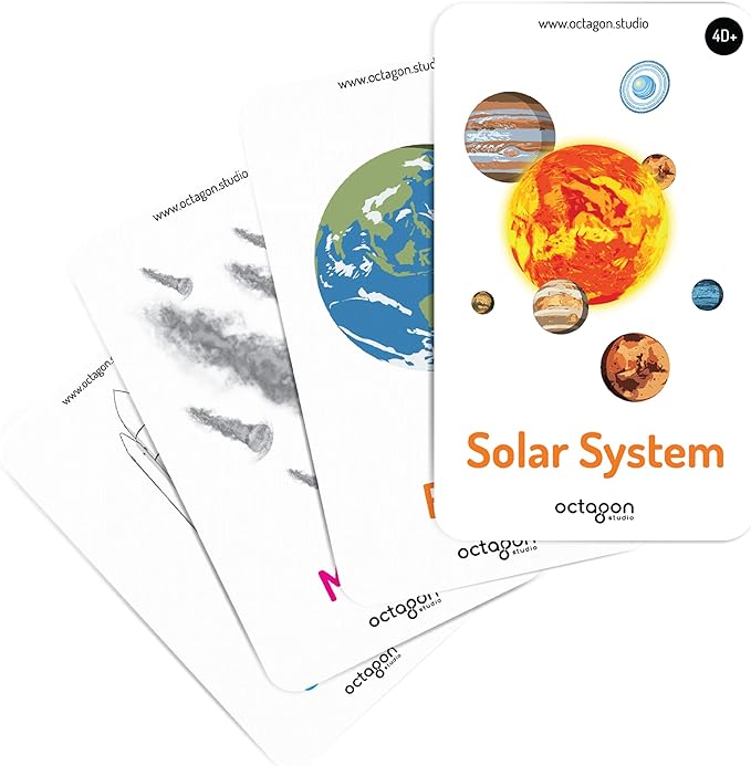 4D+ Augmented Reality Flashcards for Kids – Educational STEM Cards with Free App – Interactive Learning for Ages 4+ (Space 4D+)