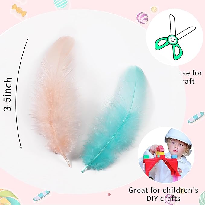 Soarer 300pcs Macaron Rooster Feathers Bulk - 3-5inch Craft Feathers for Wedding Home Party, Dream Catcher Supplies and DIY Crafts(Macaron)