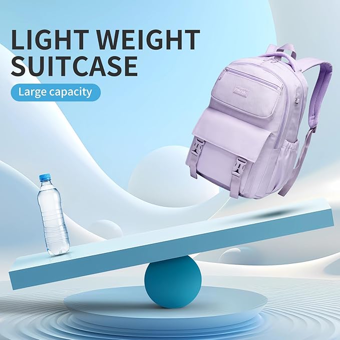 SUN EIGHT 35L Large Capacity School Bag for Kids and Teens,Waterproof Backpack for Girls,Lightweight Backpack Ideal for Travel or Daily School Use(Purple)