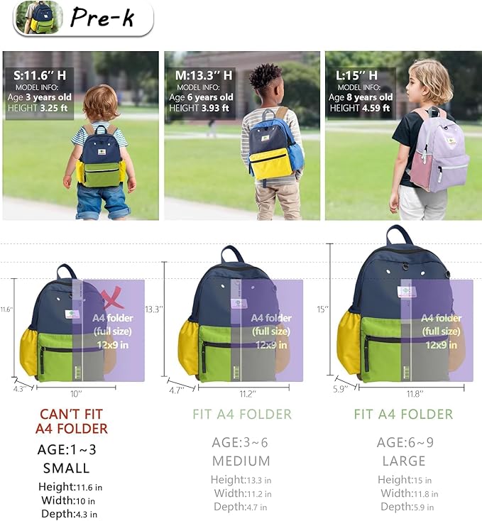 Preschool Backpack For Boys Girls, Mini Backpack For School & Travel, Child Backpacks, Kindergarten Elementary Toddler bag, 11" H, For Kids 2-4, Small