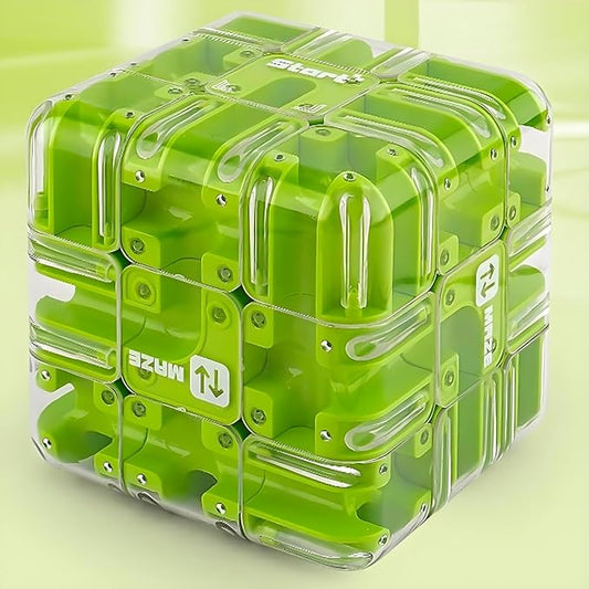 2026 New Upgrade Speed Cube 3x3 Large Labyrinth 3D Puzzle Maze Cube, Magnetic Fidget Cubes Toys for Adults, Spatial Awareness Brain Trainin for Stress Relief & Logic Development (Green)