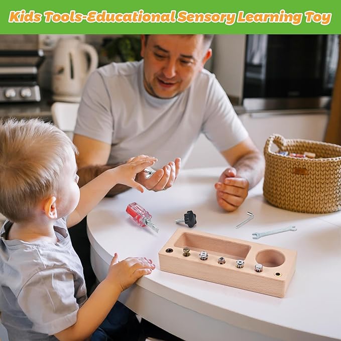 Wooderma Montessori Screwdriver Board Set, Wooden Montessori Toys for 3 4 5 Year Old, Toddler Screwdriver Toy, Kids Tool Set, Preschool Learning Sensory Toy, Fine Motor Skills Toys