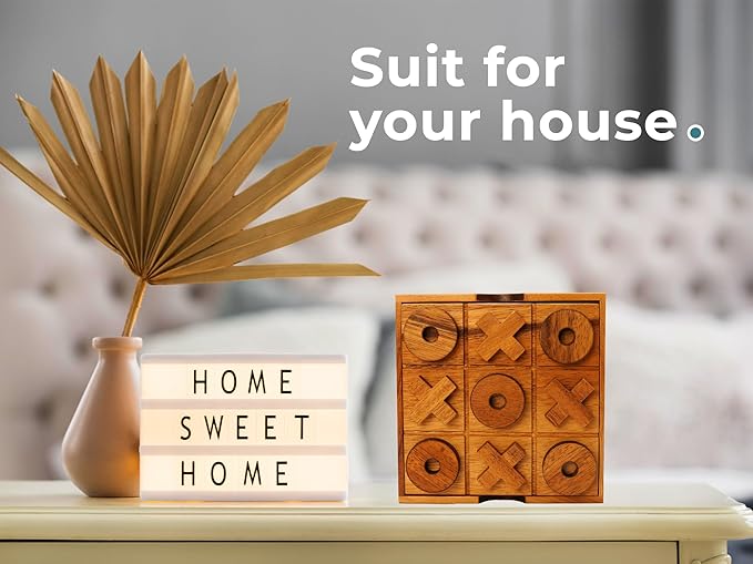 BSIRI Wooden Tic Tac Toe Game - Brain Teaser Puzzles for Adults and Unique Gifts for Kids, Coffee Table Decor Living Room Decor Modern Wood Decor, Classic Board Games for Family (5.5 Inch)