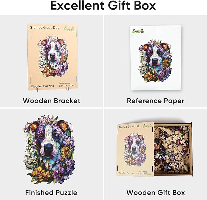 Wooden Puzzles for Adults, 192 Pieces Dog Wooden Jigsaw Puzzles, Animal Unique Shaped Puzzle Gifts for Adults and Kids on Birthday, Thanksgiving, Challenging Family Puzzle Games(8.6"*11.4'')