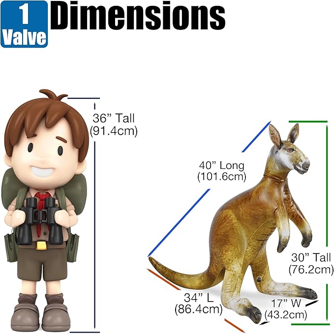 Jet Creations Kangaroo Inflatable 40"L x 30"H – Aussie Joey Blow Up Animal Toy for Kids Ages 3+; Safari & Birthday Party, Holiday, Fall & Halloween Decor, Yard Display, VBS, Photo Prop, 1 PC