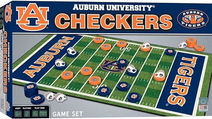 MasterPieces Family Game - NCAA Auburn Tigers Checkers - Officially Licensed Board Game for Kids & Adults 13" x 21"