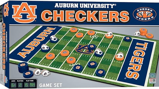 MasterPieces Family Game - NCAA Auburn Tigers Checkers - Officially Licensed Board Game for Kids & Adults 13" x 21"