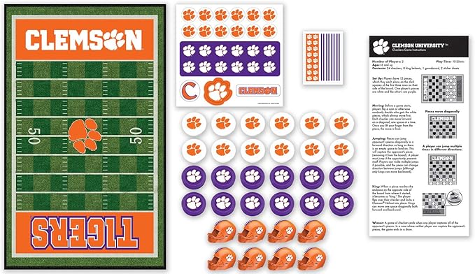 MasterPieces Family Game - NCAA Clemson Tigers Checkers - Officially Licensed Board Game for Kids & Adults