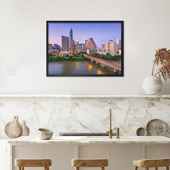 Puzzles for Adults City Skyline Austin, Texas - Jigsaw Puzzles 1000 Pieces for Adults, 27.5x19.7 Inch USA Downtown Cityscape Art Difficult and Challenge Puzzle Game for Living Room Decor