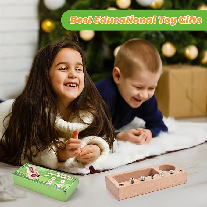 Wooderma Montessori Screwdriver Board Set, Wooden Montessori Toys for 3 4 5 Year Old, Toddler Screwdriver Toy, Kids Tool Set, Preschool Learning Sensory Toy, Fine Motor Skills Toys