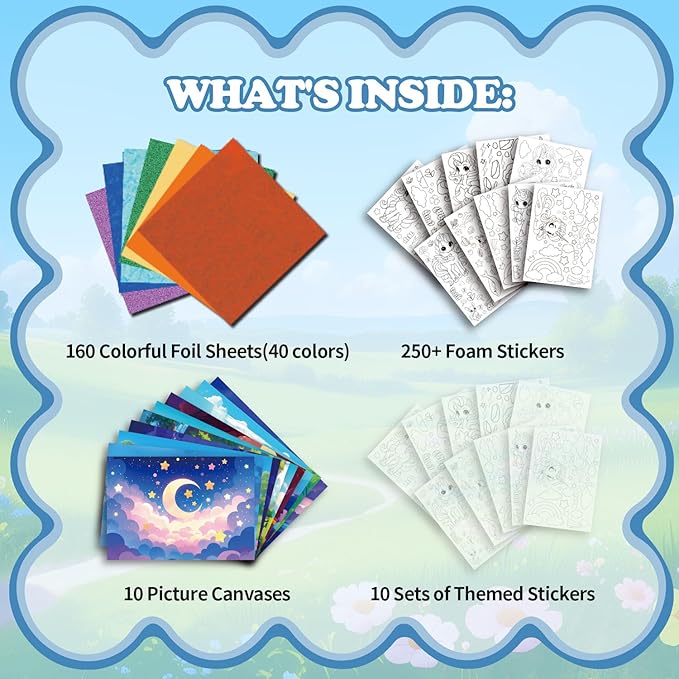 ManeFoodou Foil Fun - Princesses No Mess Art for Kids, Craft Kits & Supplies, DIY Creative Activity, Travel Toys, Birthday Gifts for Ages 4, 5, 6, 7-12 (Unicorn)