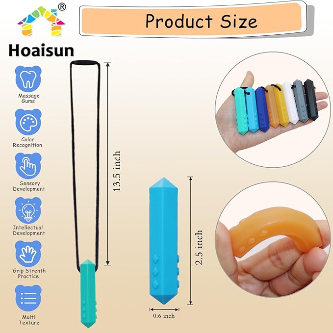 Chewy Necklace Sensory Boys and Girls, 8 Pack Sensory Chew Necklaces for Kids with Autism, ADHD, SPD, Anxiety, Teething, Silicone Oral Motor Therapy Tools Reduce Adults Chewing, Biting