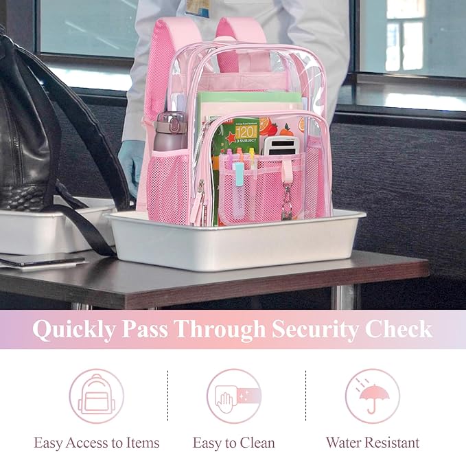 PACKISM Clear Backpack - 17 inch Heavy Duty Clear Backpacks for School, Large Transparent Bookbag for Students (Age 12+)