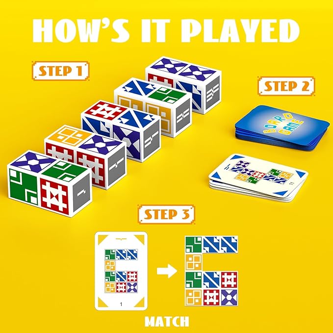 Family Matching Game for Kids & Adults, Block Puzzle Board Games for Boys & Girls Ages 6-8 8-12, 2+ Player Card Puzzles for Children 6+ Year Olds