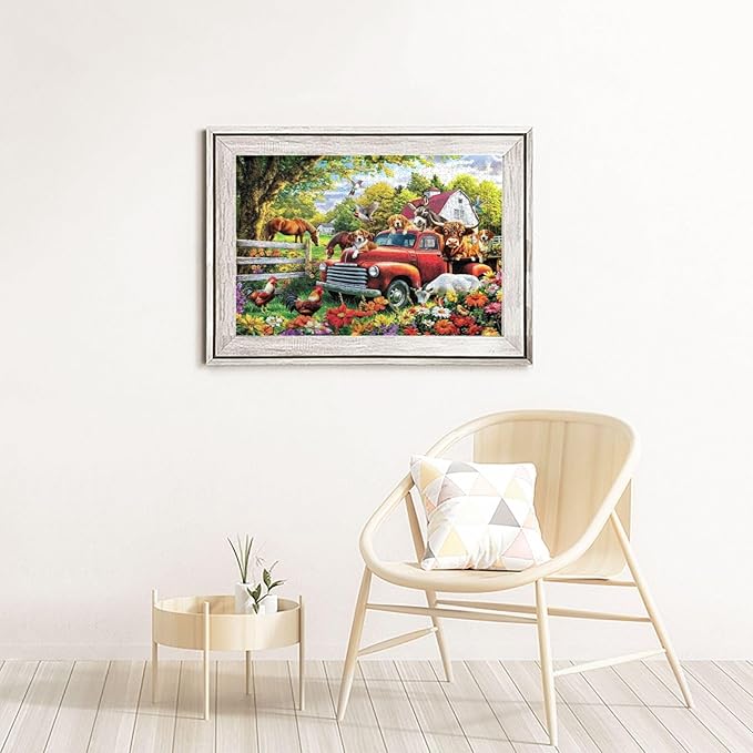 Colorful Spring Farm Puzzle for Adults 1000 Pieces Animal Farm Dogs Cows Donkey Horses Puzzle Artwork Friends Family Activity Game Nights Gifts