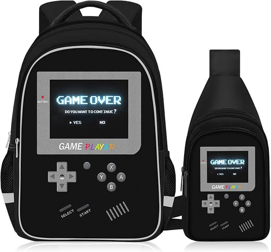 School Backpack For Boys - Gamer Boys Backpack For Kids Children Teens Elementary Middle School - Ages 6-18,17″