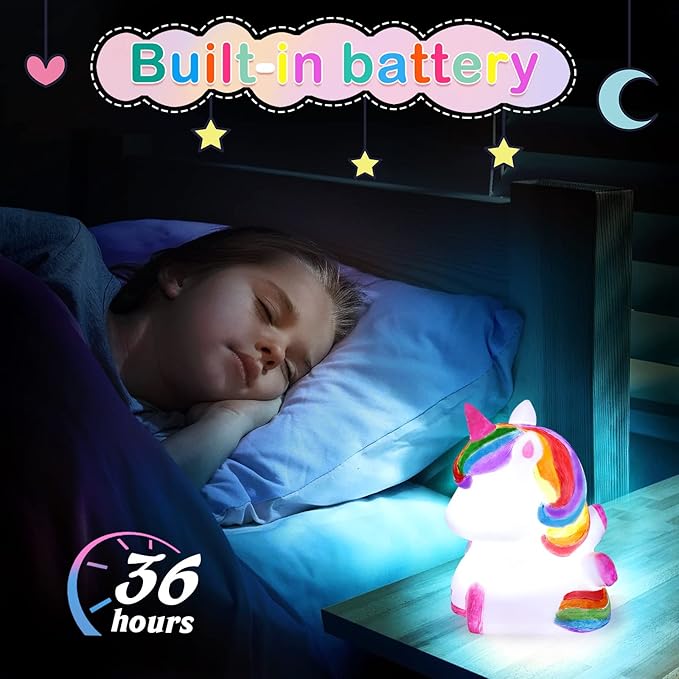 dededa Paint Your Own Unicorn Night Light Art Kit, Arts and Crafts for Kids Ages 4-8,Unicorns Gifts for Girls Painting Kit Unicorn Toys for Kids 4 5 6 7 8 9 10 11 12+ (1Pc)