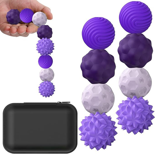 BUSOHA Silicone Magnetic Fidget Balls - 8 Pack Silicone Stress Relief Balls Stone for Adults Sensory Travel Toys for Calming,Stress,Autism and ADHD,Gifts for Kids Girls Boys,Purple