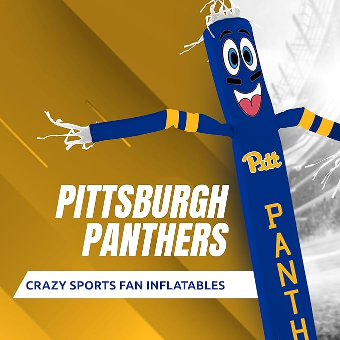 NCAA Pittsburgh Panthers Football Wacky Waving Inflatable Sports Fan - 6" x 36" x 96" Tube Guy with Built-in Fan & LED Lights - Outdoor Team Spirit Display