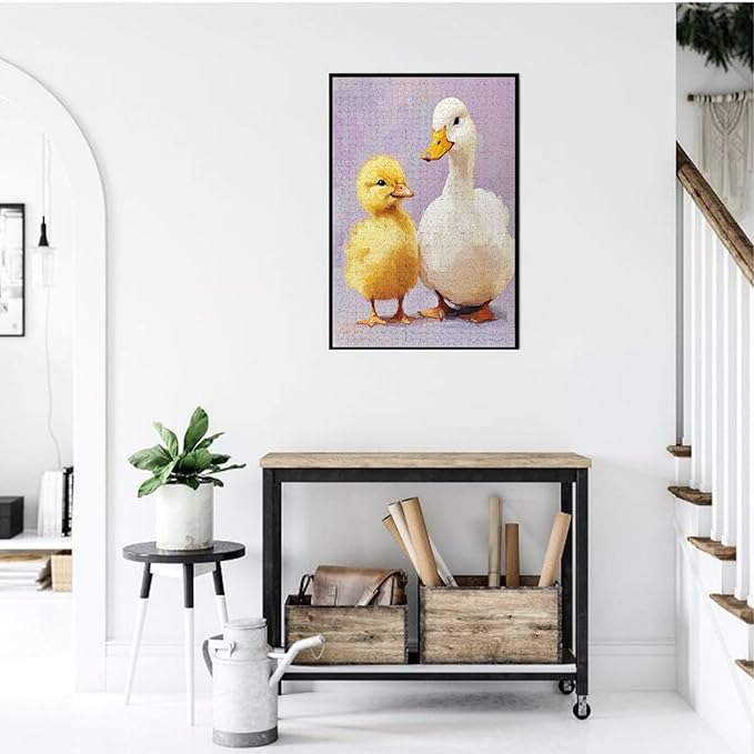 1000 Piece Wooden Jigsaw Puzzle for Adults,Adorable Chicks and Ducklings,Brain Training Challenge,Stress Relief Activity,Heartwarming Farmyard Artwork, Eco-Friendly Woodens Pieces