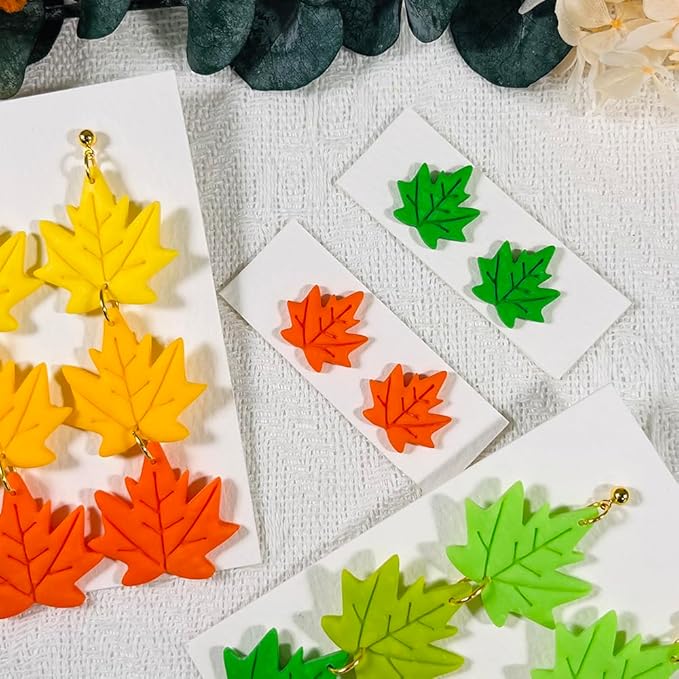 Polymer Clay Cutters Maple Leaf Set – 2PCS Fall Leaf Clay Earring Cutters for Polymer Clay Jewelry, Autumn Theme Clay Tools and Cutters for Earrings, Crafts and Seasonal DIY