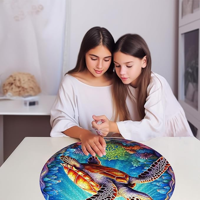 Masseruon 1000 Piece Puzzle for Adults, 26.6 * 26.6in Deep Sea Turtle Puzzle for Adults, 1000 Pieces Jigsaw Puzzles, Adult Puzzles Game, Unique Gift for Women Men