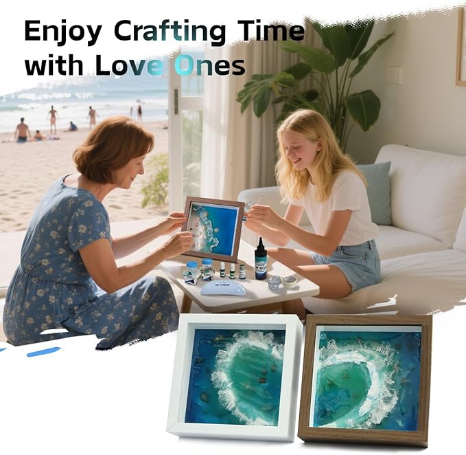 iland Crafts for Adults of Resin Art Kit as DIY Crafting Beach Ocean Themed Gifts Adult Girls Night Crafts Making or Date Night Painting Kit for Couples Also Mothers Day Gifts for Mom & Crafty Women
