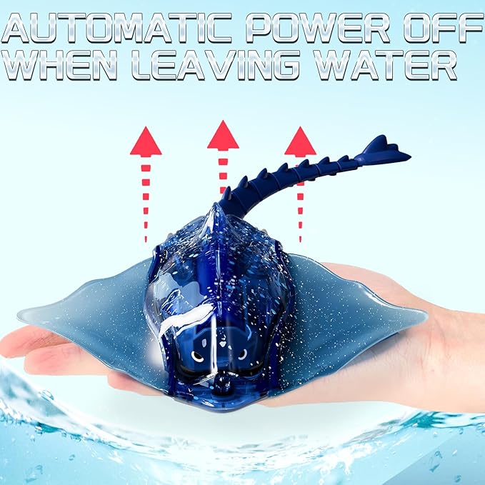Remote Control Shark Toys for Boys Kids, 1:18 Scale High Simulation Manta Ray for Pool, Electric RC Shark Stingray Fish Pool Outdoor Toys with Light & Diving Function for 5 6 7 8 9 Year olds Kids Boys