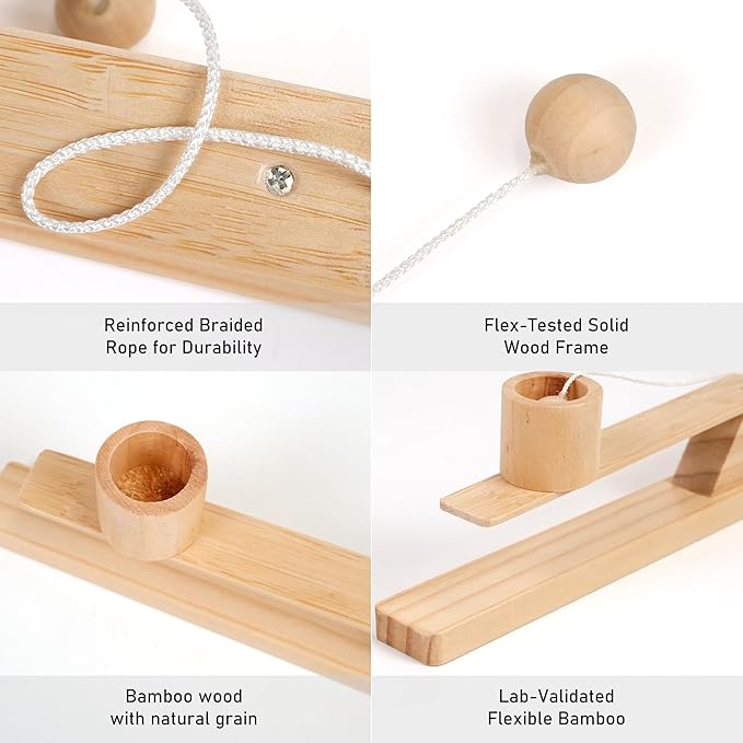 Ring Toss Game, Portable Wooden Tabletop Game for Teens & Adults, Skill Development & Dexterity Challenge, Office Desk Travel Party Camping Game Night Fun