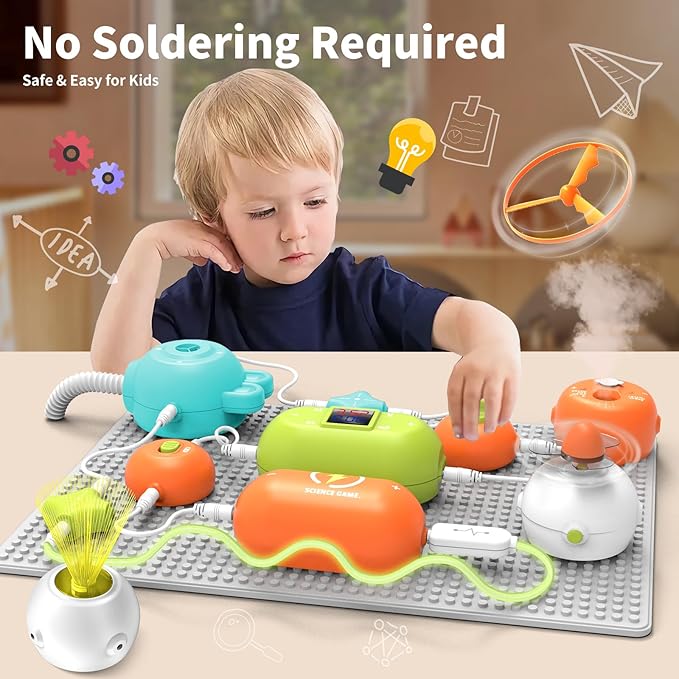 STEM Science Kit for Kids Ages 3-12,31 Electronic Parts, 300+ Fun Projects, No Soldering, 18-Page Guide, DIY Electronics Exploration Toy, Gifts for Boys & Girls