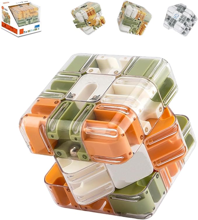 Large Labyrinth 3D Puzzle Maze Cube - Engaging Brain Teaser Toy, 3D Puzzle Maze Cube, Mazes Ball Puzzles for Logical Thinking (Astyle,1set)