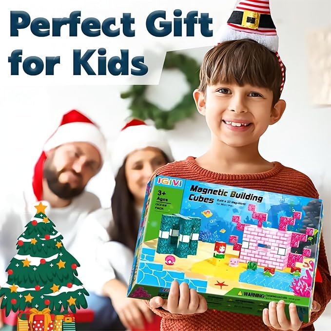 Magnetic Blocks - Build Mine Magnet World Ocean Set, Magnets Building Toys for Kids Ages 3-5 4-8, STEM Montessori Sensory Toys for Toddler 3+ Year Old Girls Boys, Classroom Must Haves Supplies