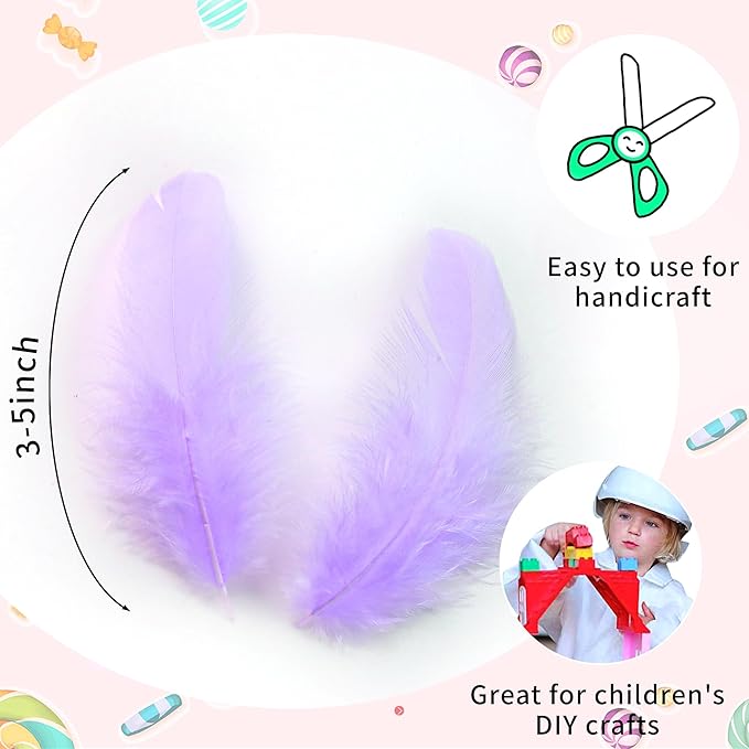 Soarer Light Purple Feathers for Crafts - 300pcs 3-5inch Craft Feathers Bulk for Wedding Home Party, Dream Catcher Supplies and DIY Crafts(Lightpurple)