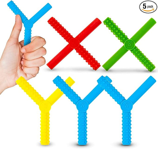 Gafly X’s and Y’s - 5 Pack Sensory Chew Toys for Autistic Children - Chewy Sticks for Sensory Kids - Autism Chew Toys for Toddlers & Kids - BPA-Free Silicone Chew Tubes for Sensory Needs