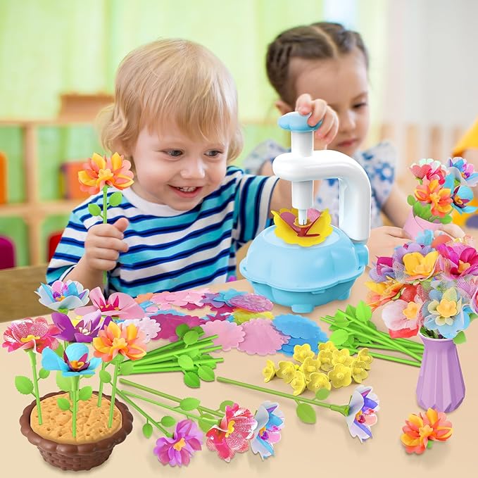 Kufanda Arts and Crafts for Kids 4-6, Toddler & Creative Fabric Flower Bouquets Toys for 4-8 Year Old Kids, Ideal Festive Gifts for Granddaughters & Craft Lovers, Educational Fun DIY Activity Set