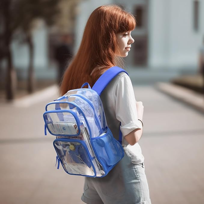 PACKISM Clear Backpack for School - 17 inch Large Heavy Duty Clear Bookbag, See Through PVC Backpacks (for age 12 above)