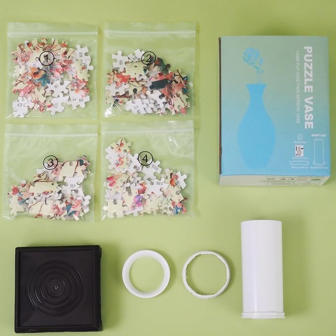 Magpie 3D Puzzle Vase for Adults to Flower Arrangement and Home Decoration Made by 160 Curved Plastic Puzzle Pieces,Great Gift for Mother's Day and Housewarming